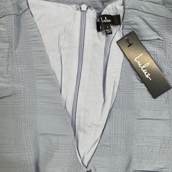 NWT Wonderful Whims Dusty Blue Puff Sleeve Button Front Midi Dress (sz SM) - Picture 8 of 12